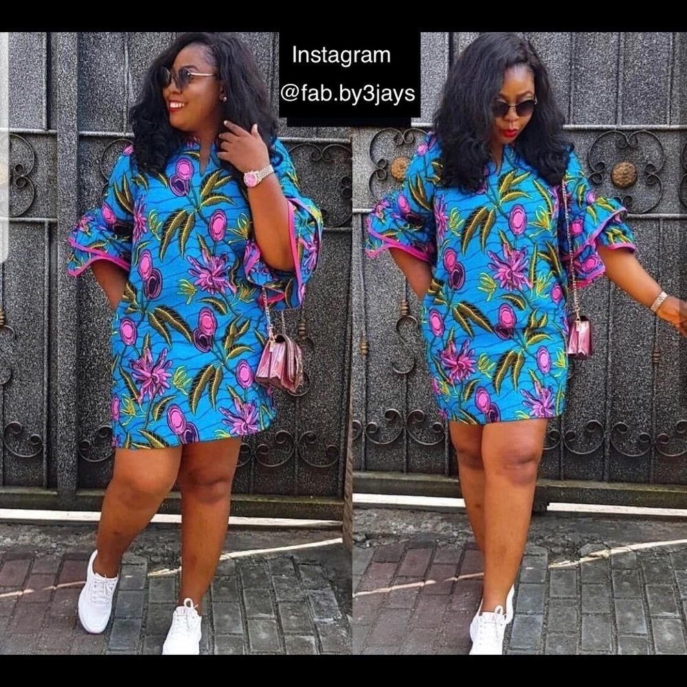 Bell sleeve African Ankara dress